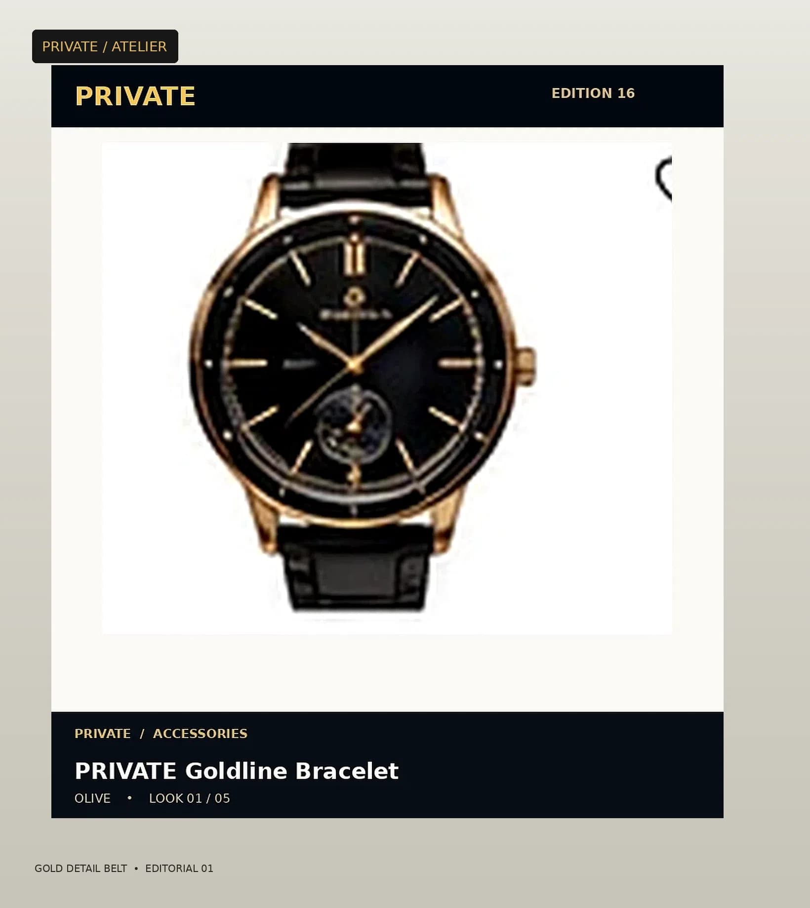 PRIVATE Gold Detail Belt — editorial view 1