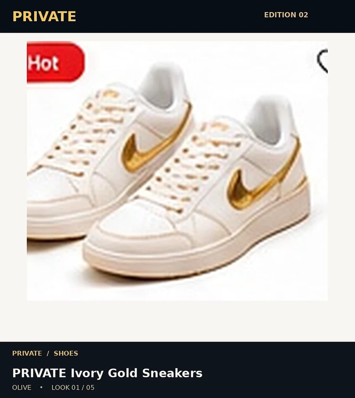 PRIVATE Ivory Gold Sneakers