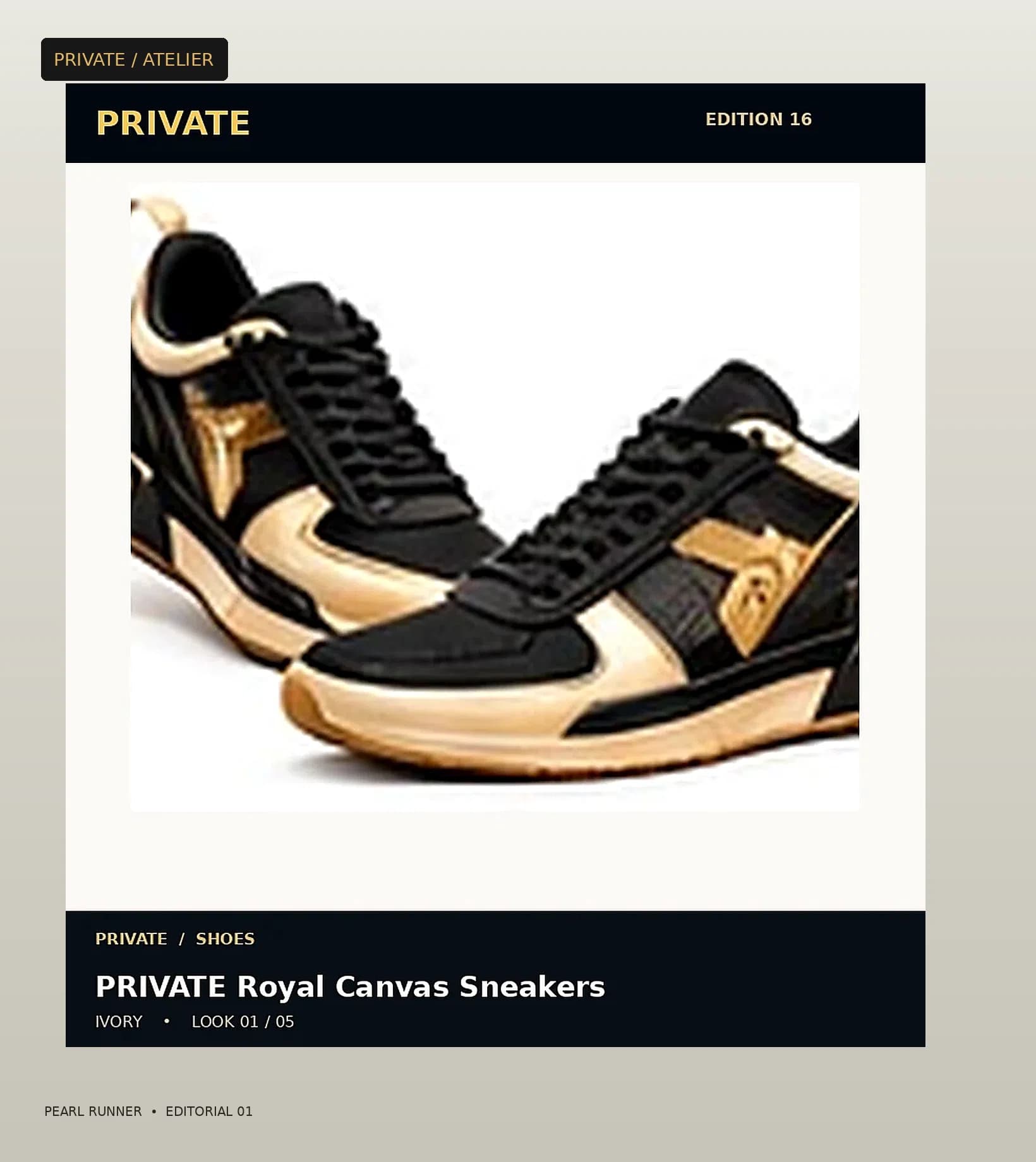 PRIVATE Pearl Runner — editorial view 1